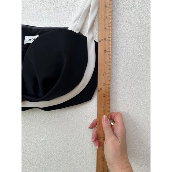 Mônot Black White Contrast Bustier Bra Crop Top Women’s Size 6 - Picture 15 of 16